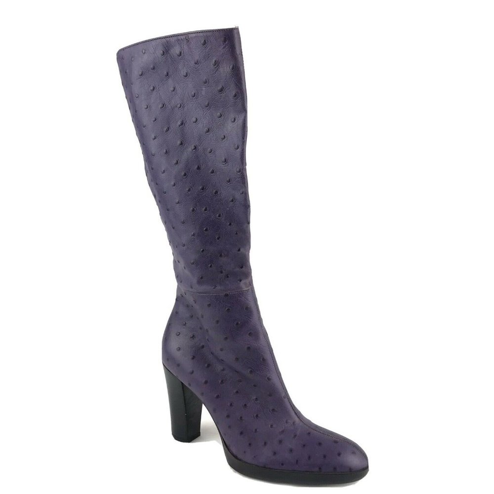 Nine West Purple OTK Boots Funky Faux Ostrich Boot